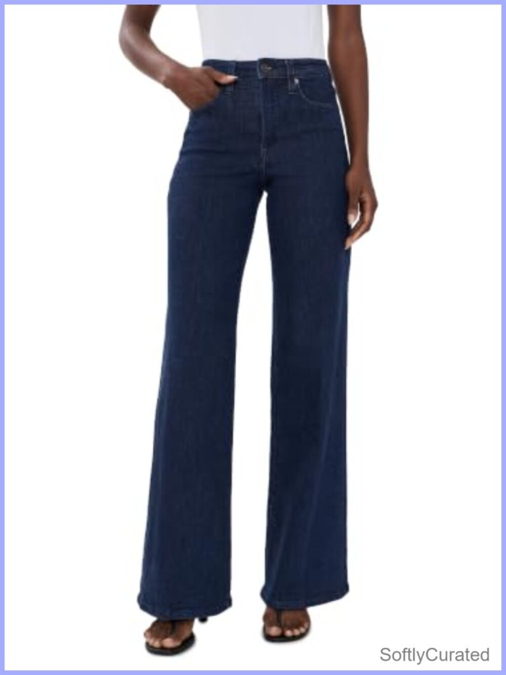 Women's Good Waist Palazzo Jeans High Rise Wide Leg Stretch Denim